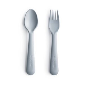 Mushie Kinderbestek Set Lepel en Vork – Cloud