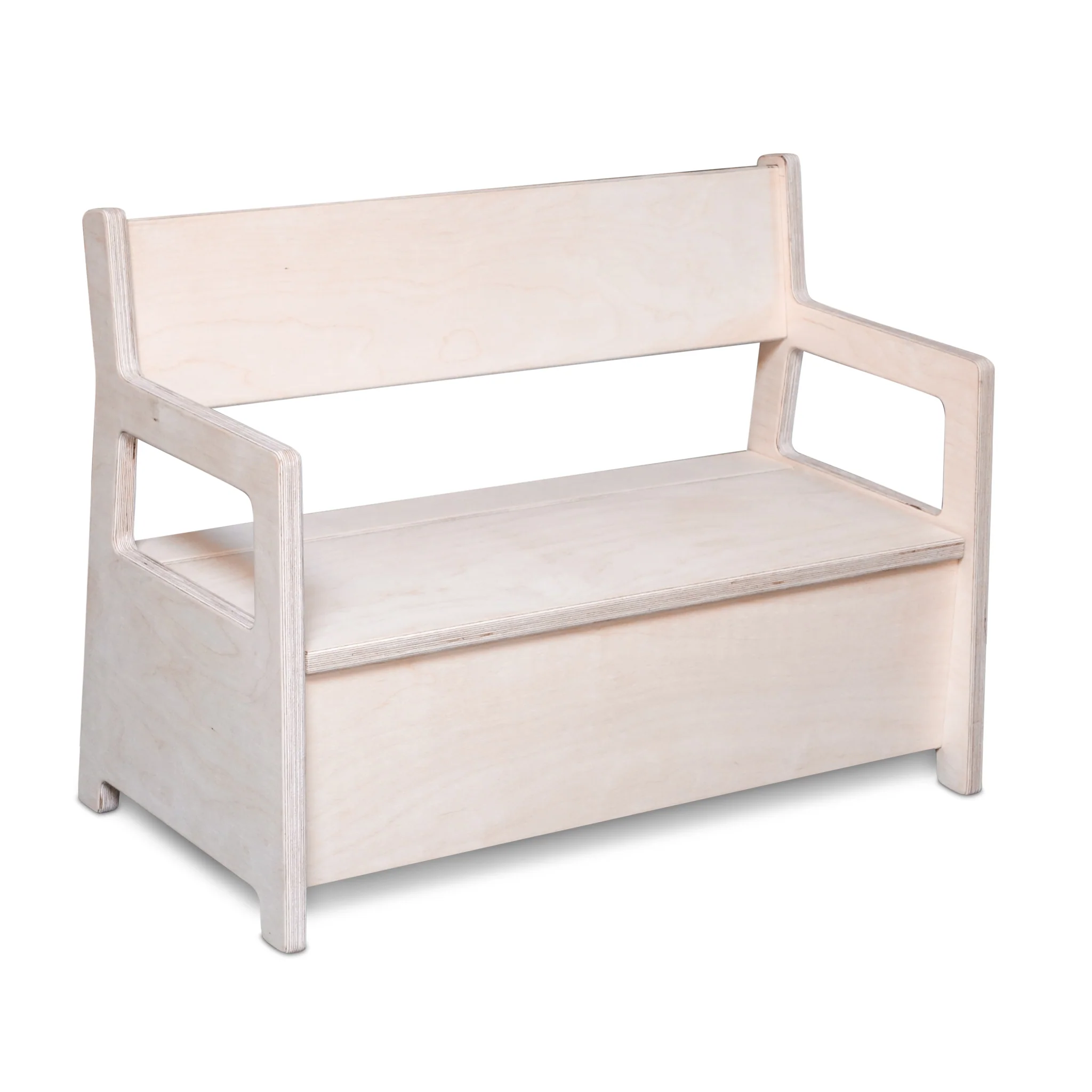 Montessori klepbankje kinderkamer | Houten speelgoedkist, opbergbank, speelgoedbank - blank