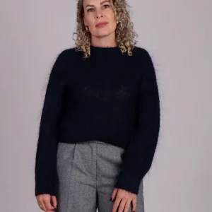 mbyM Corey-M gebreide trui grof Donker Blauw