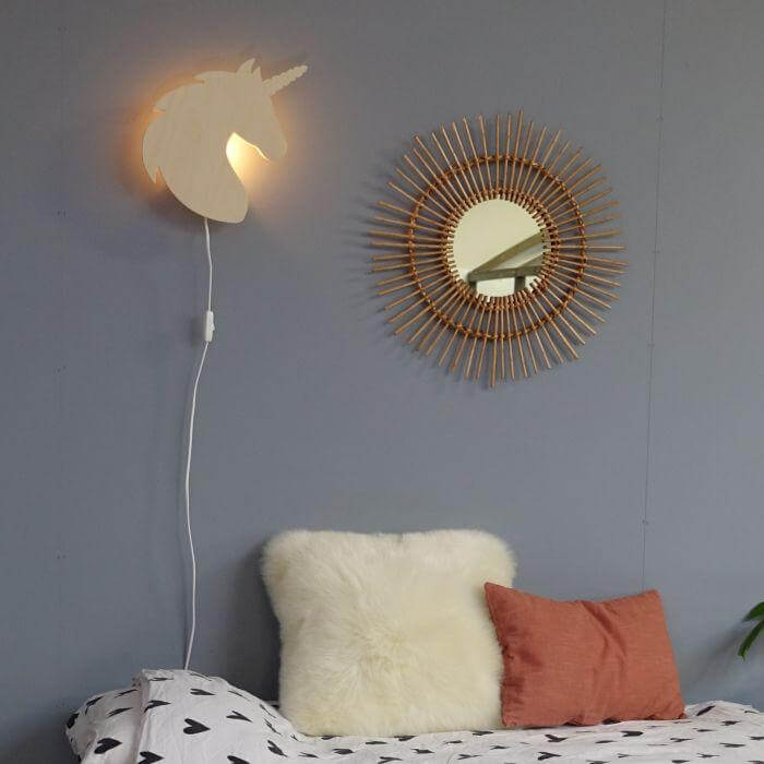 Houten wandlamp kinderkamer | Eenhoorn - blank - Afbeelding 9