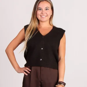 Grace & Mila Santa gilet gebreid bruin