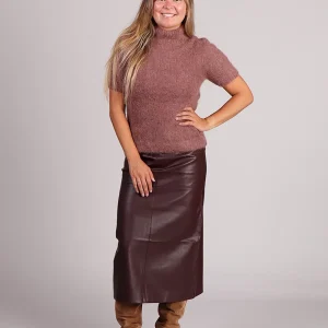 Grace & Mila Sirene rok vegan leather Bordaux rood