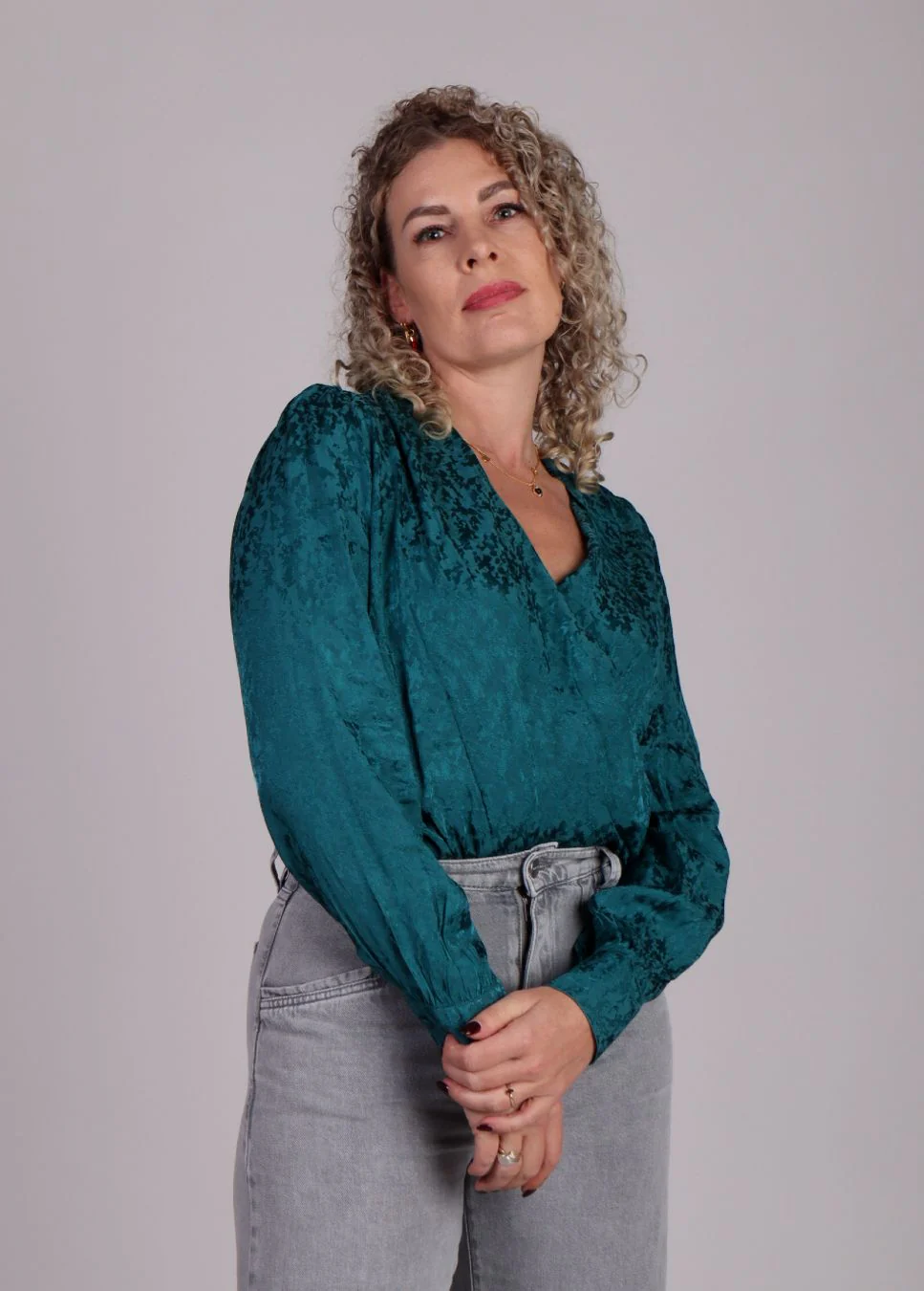 Grace & Mila Nonna wikkelblouse met patroon Groen - Afbeelding 4