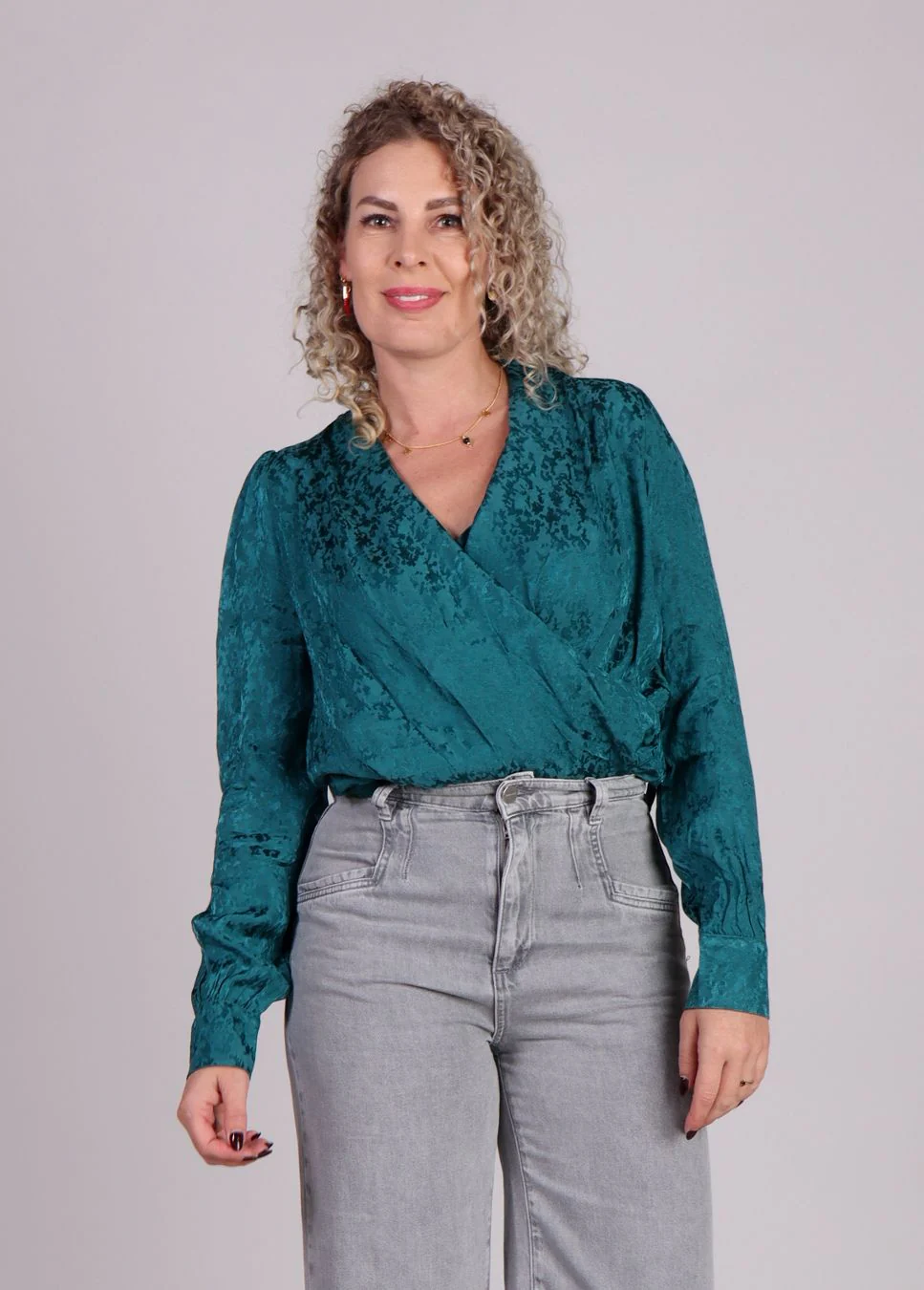 Grace & Mila Nonna wikkelblouse met patroon Groen