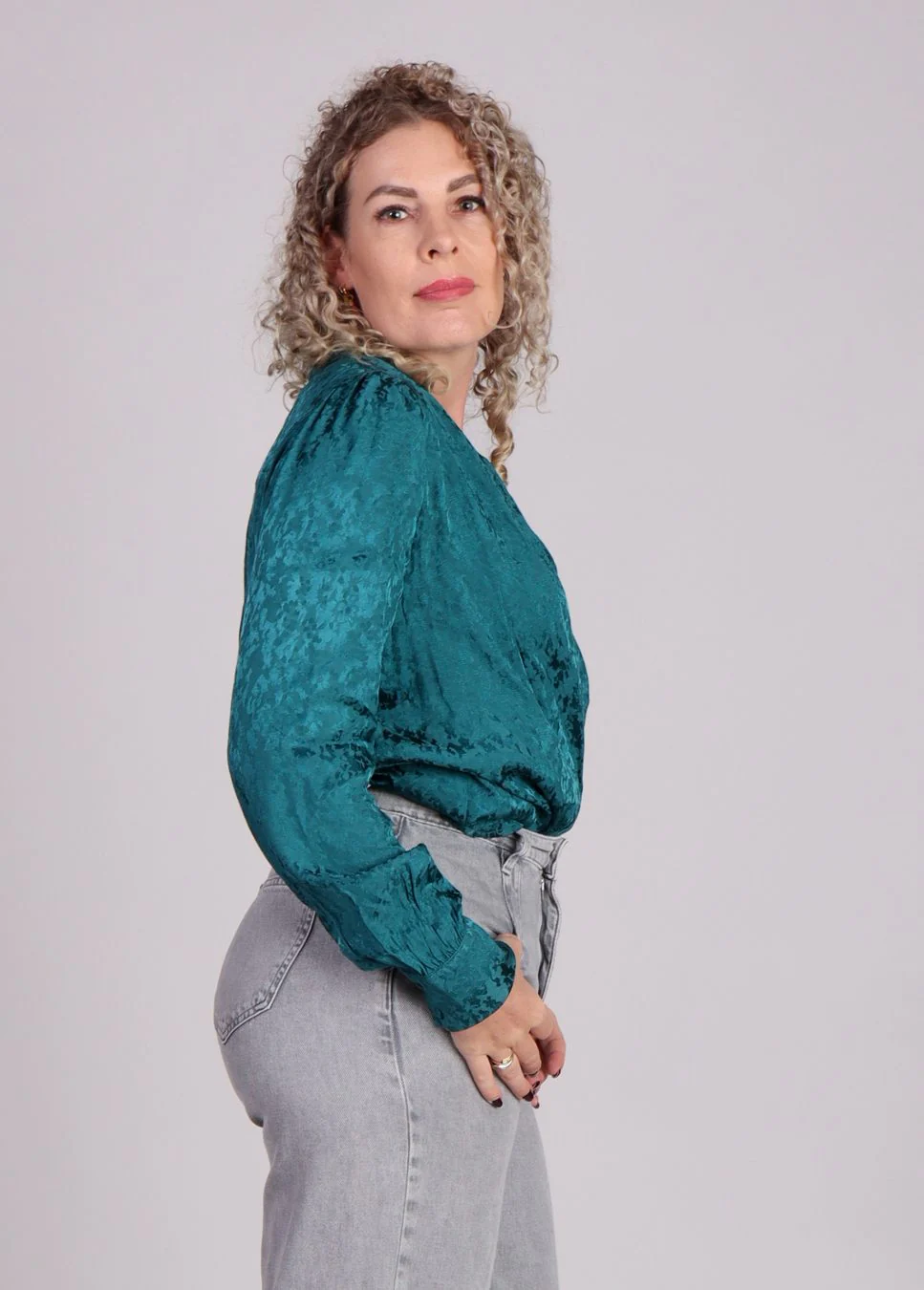 Grace & Mila Nonna wikkelblouse met patroon Groen - Afbeelding 3
