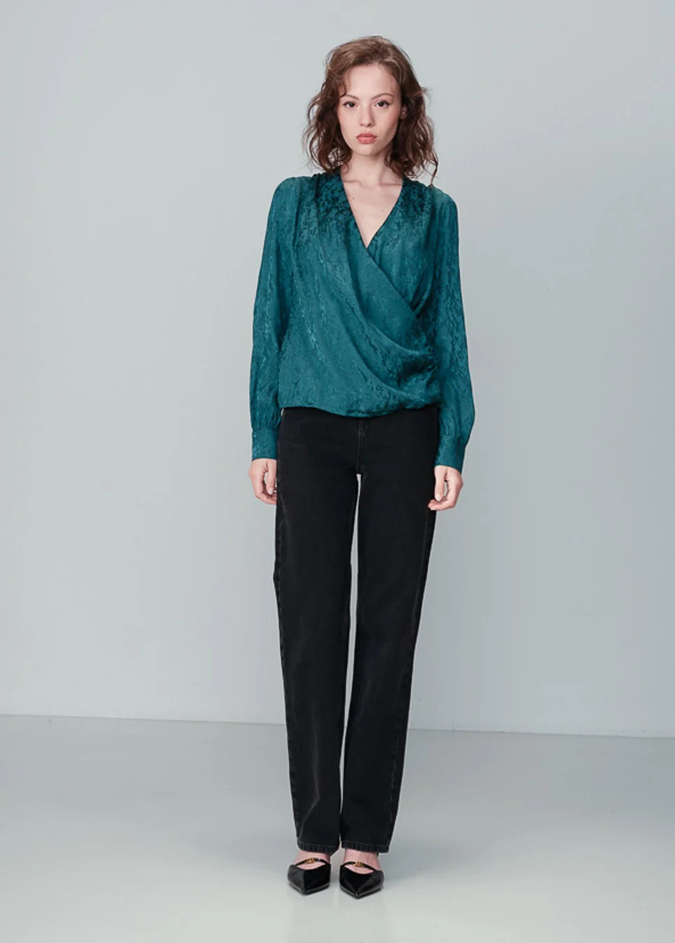 Grace & Mila Nonna wikkelblouse met patroon Groen - Afbeelding 7