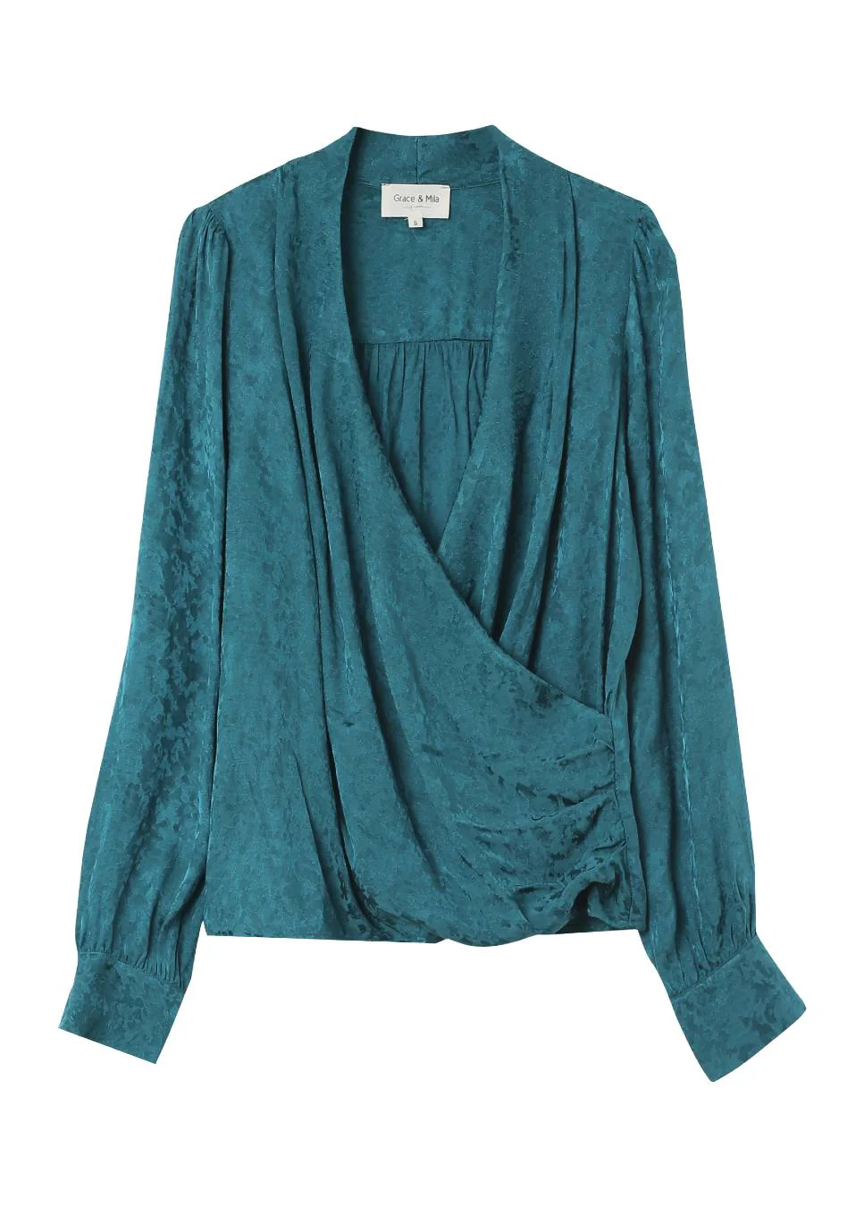 Grace & Mila Nonna wikkelblouse met patroon Groen - Afbeelding 8