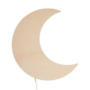 Houten wandlamp kinderkamer | Maan - blank