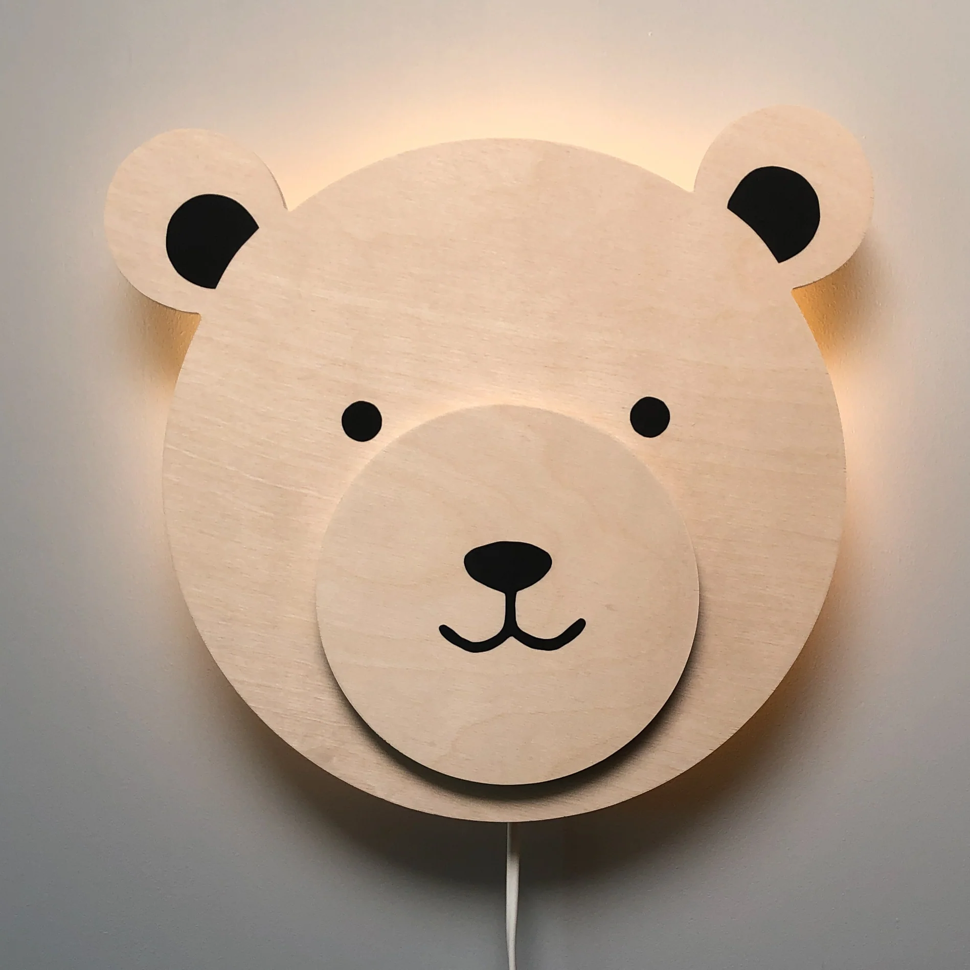 Houten wandlamp kinderkamer | Teddy - blank - Afbeelding 6