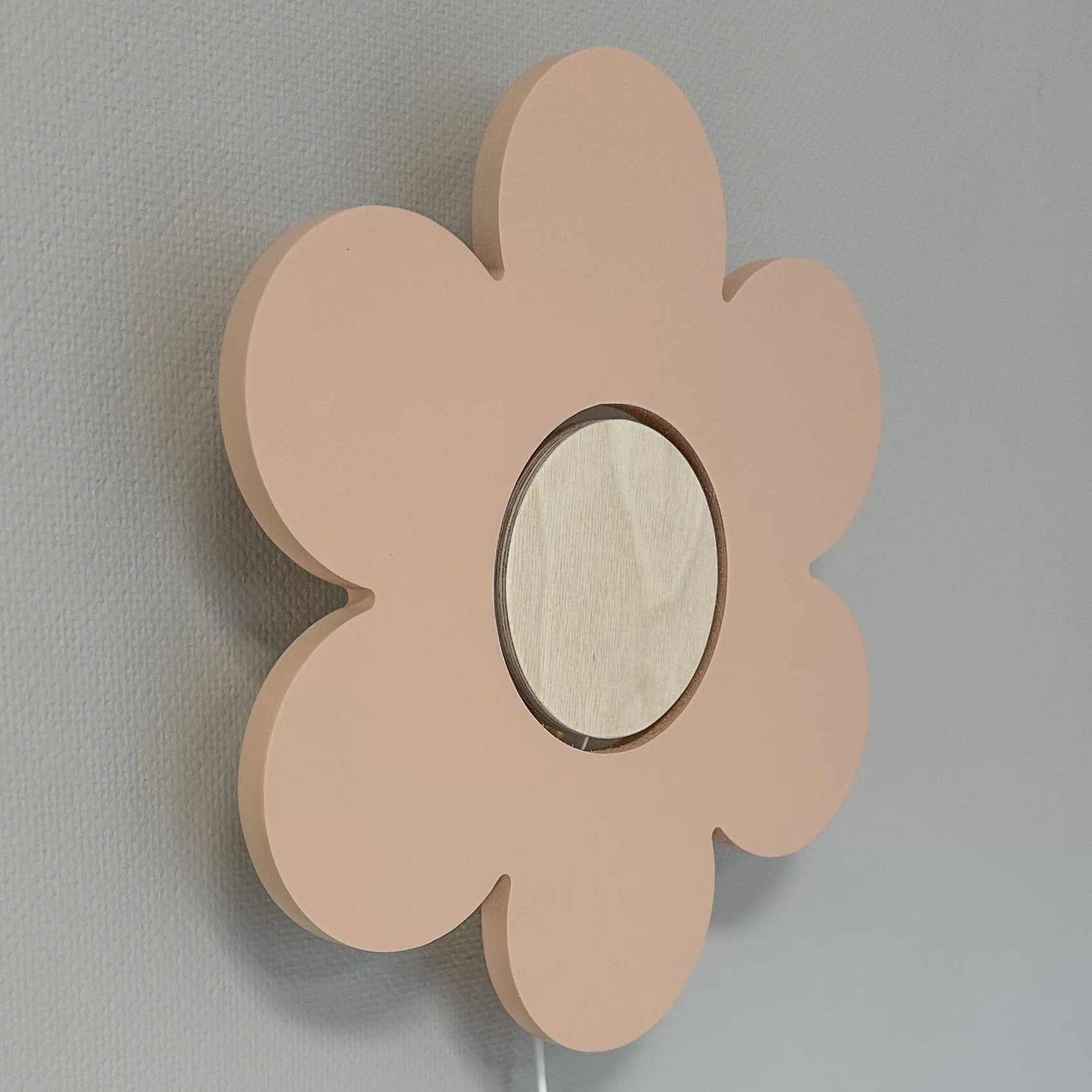 Houten wandlamp kinderkamer | Bloem - Peach - Afbeelding 3