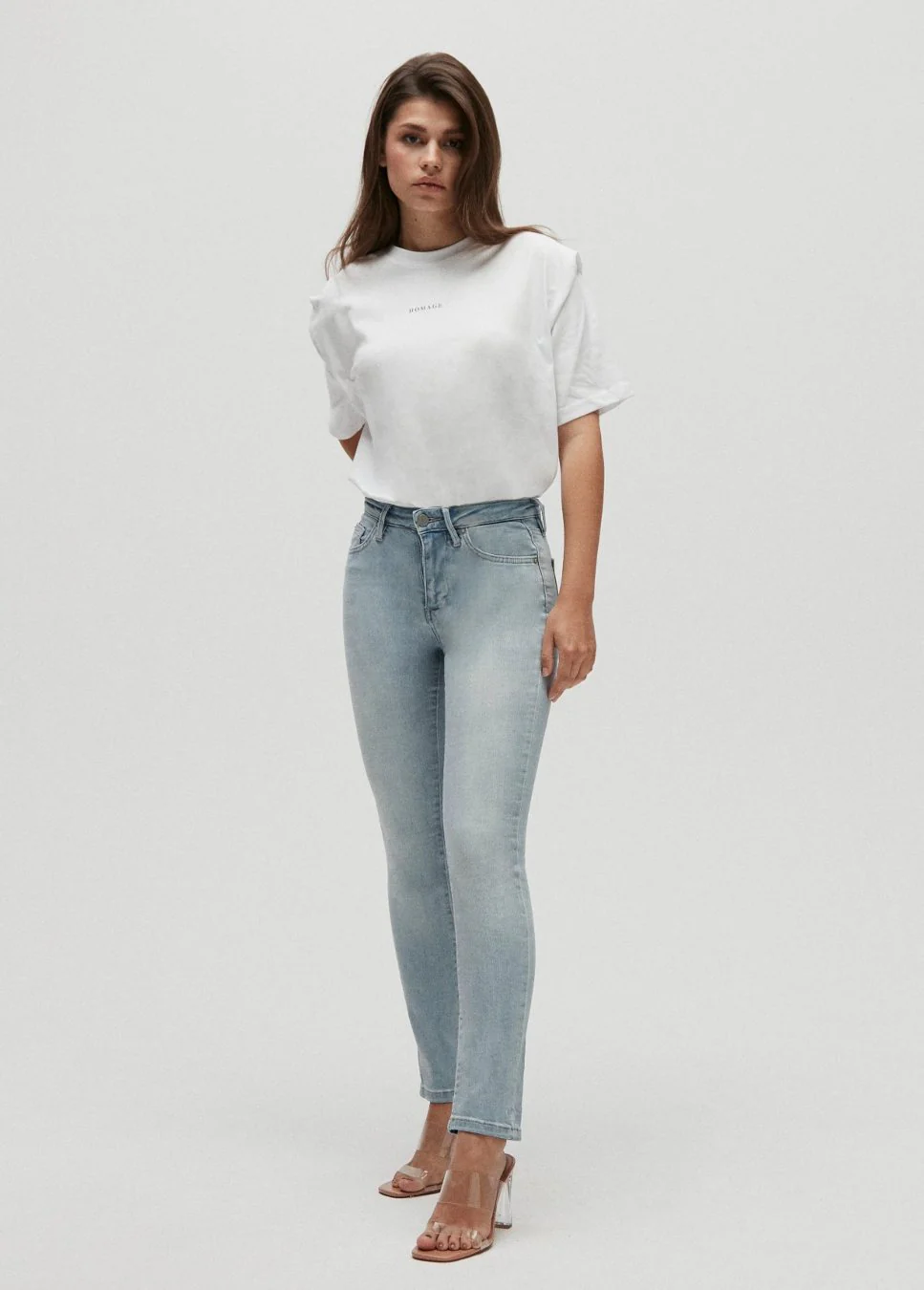 Lichtblauwe stretchy straight jeans Sarah - Homage
