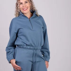 MSCH Copenhagen Lichtblauwe sweater met halve rits Ethella