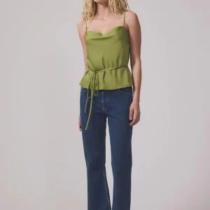 Modstrom Narcissamd strap top satijn groen
