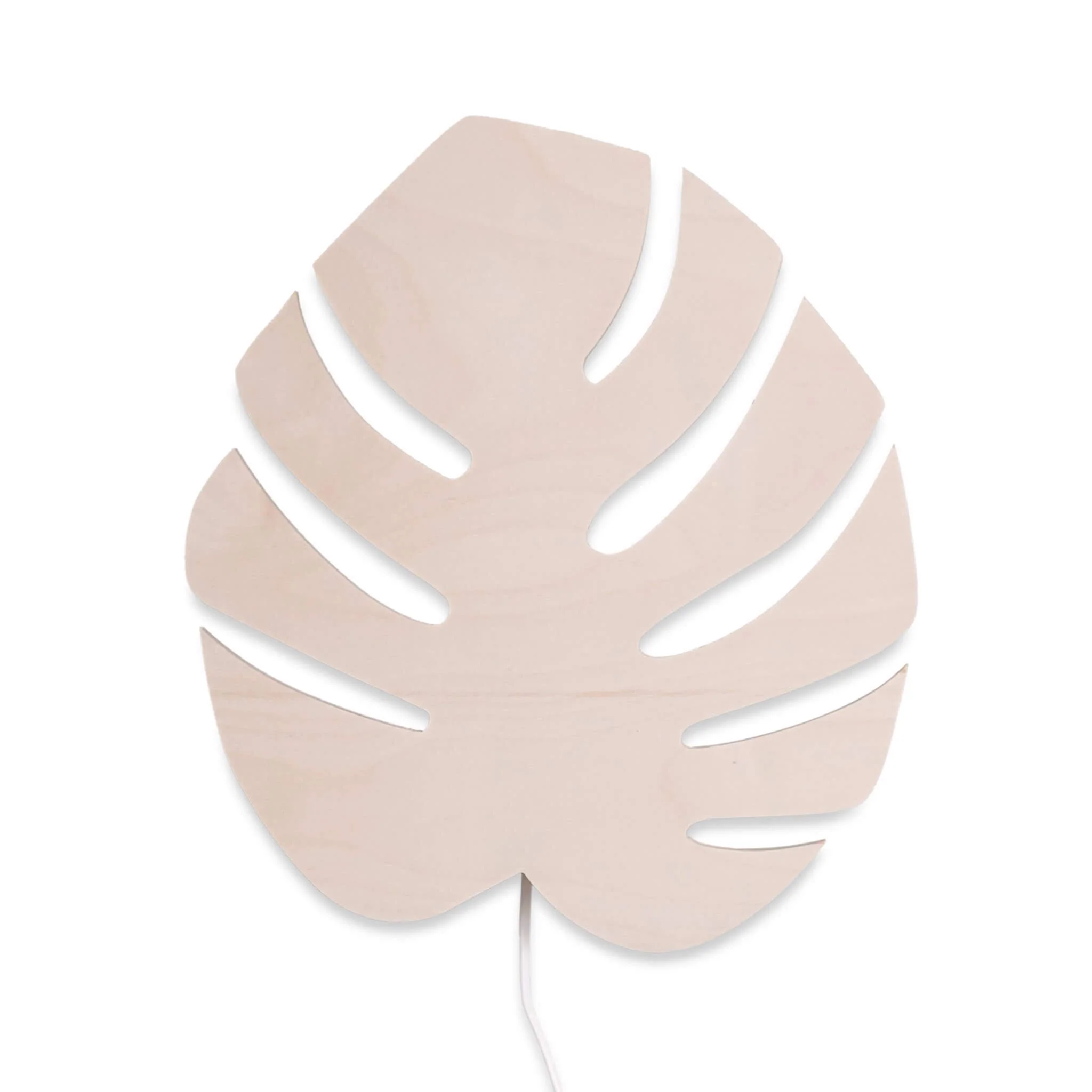 Houten wandlamp kinderkamer | Monstera blad - blank - Afbeelding 3