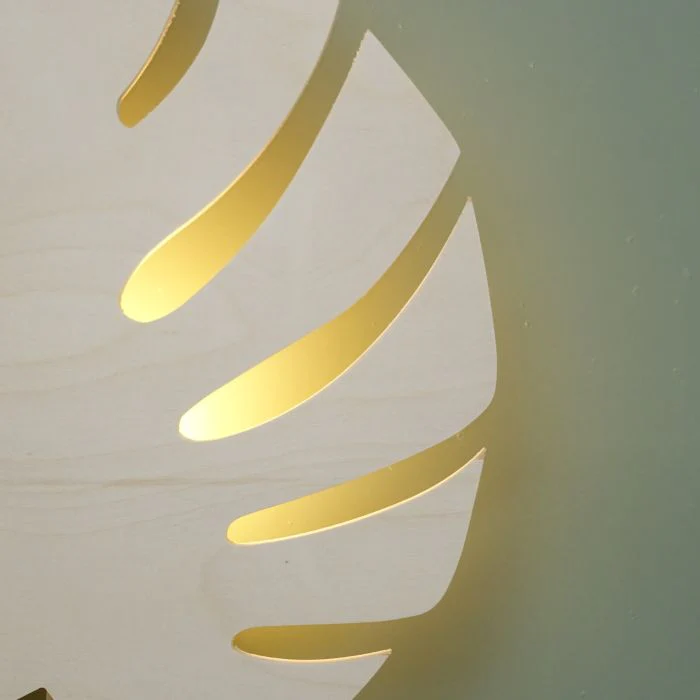 Houten wandlamp kinderkamer | Monstera blad - blank - Afbeelding 9