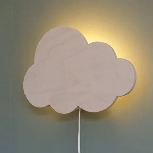 Houten wandlamp kinderkamer | Wolkie - blank