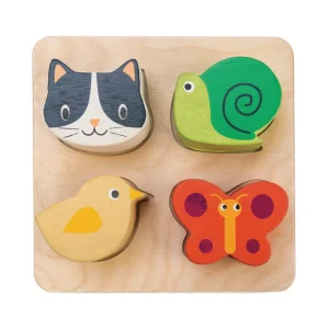 Tender Leaf Toys – Houten puzzel – vormen voelen met verschillende structuren