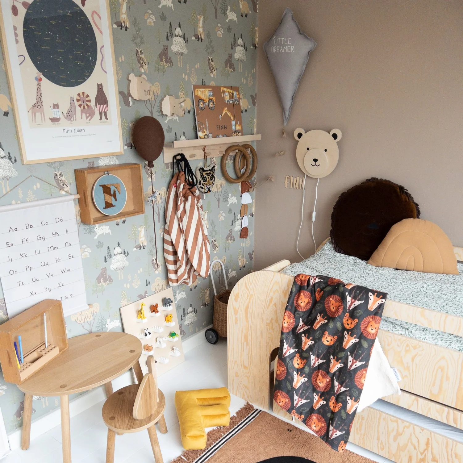 Houten wandlamp kinderkamer | Teddy - blank - Afbeelding 9