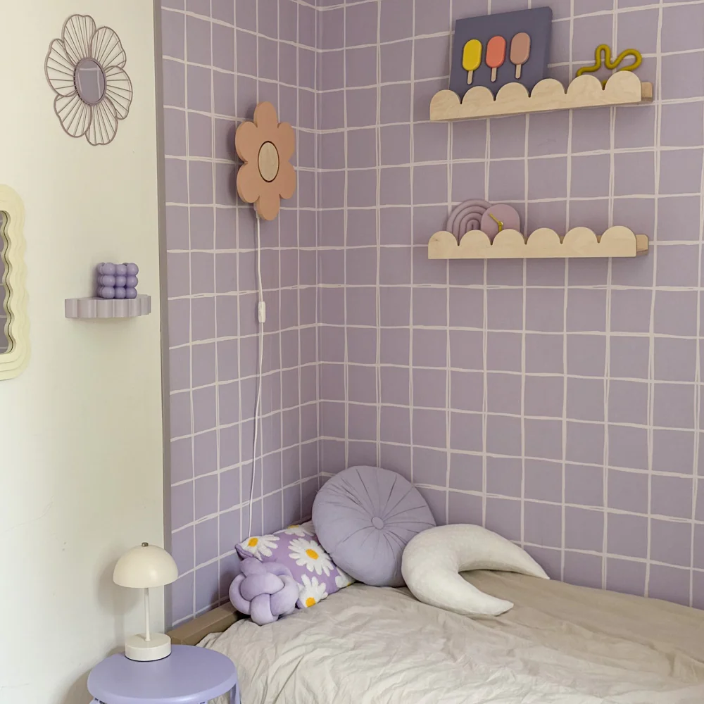Houten wandlamp kinderkamer | Bloem - Peach - Afbeelding 4