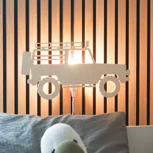 Houten wandlamp kinderkamer | 4x4 Jeep - blank