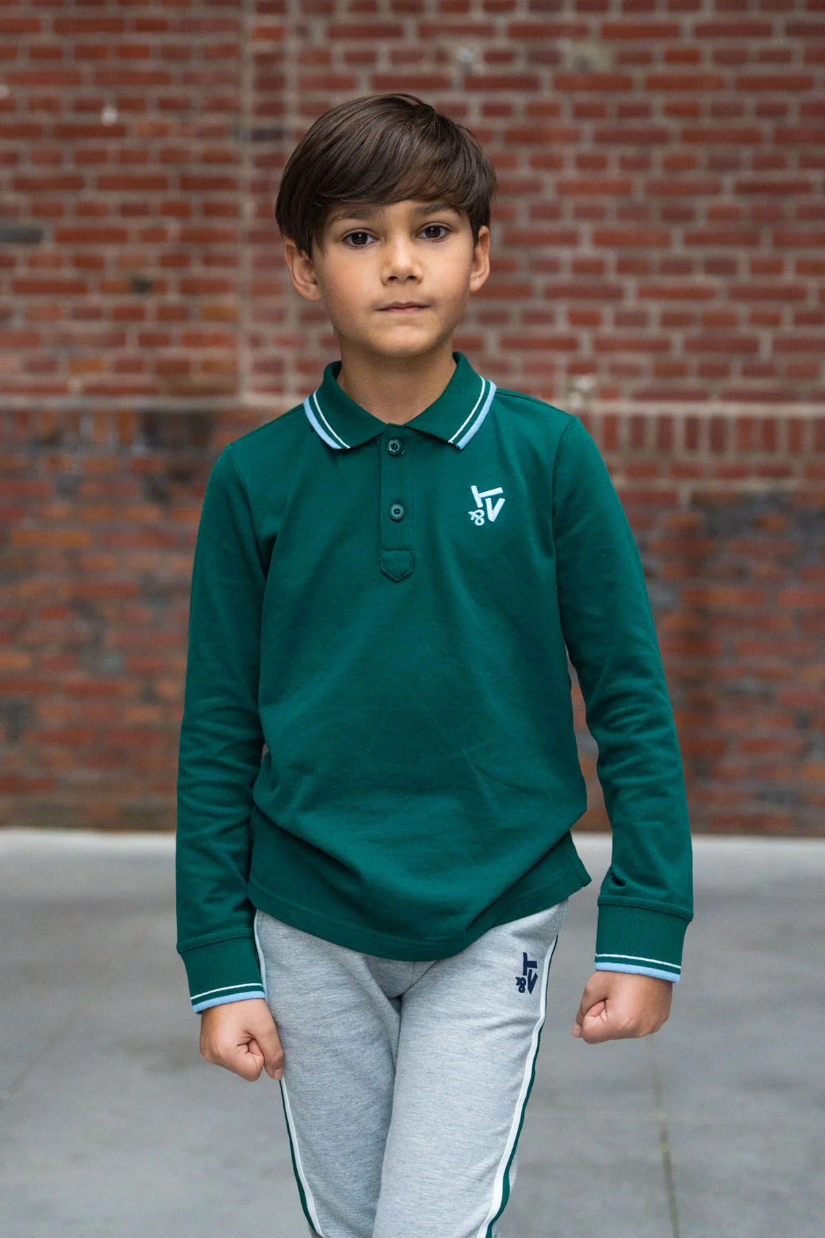 Polo T-Shirt Lange Mouw Milano Dark Green