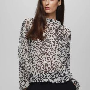 MSCH Copenhagen Groene beige plisse print top Donette Illenora