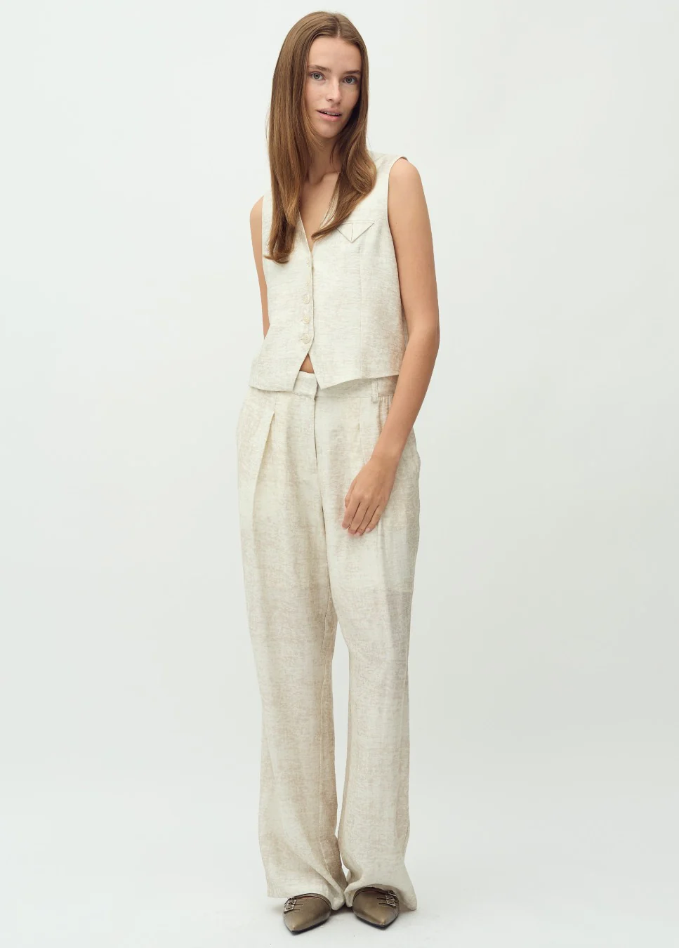 mbyM Cristiana Long-M broek beige met print