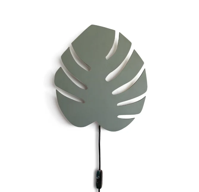Houten wandlamp kinderkamer | Monstera blad - groen - Afbeelding 7