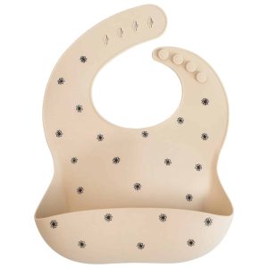 Mushie Slabbetje Siliconen – Black Daisy